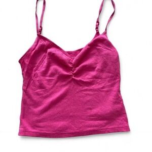 American Eagle Pink Ribbed Cami Tank Top Spaghetti Strap Y2K Summer
